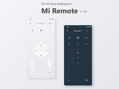 Mi Remote App Skeuomorphic Design app design application dark app ui iot app mi remote neuomorphism remote app skeuomorph ui design