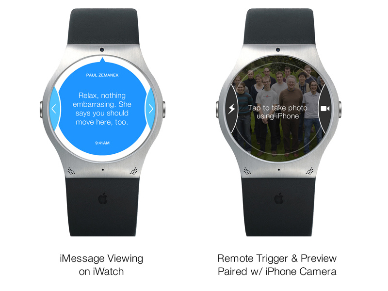 iWatch Mockup iMessage & Camera Remote Trigger Detail View by Stephen