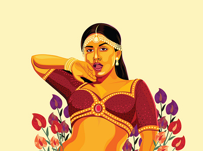 Vidya Balan actress character color design digital painting digitalart drawing film flower graphic design illustration movie poster vector