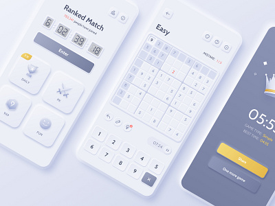 Sudoku Redesign : Neumorphism UI clean mobile neumorphic simple sketch sudoku ui