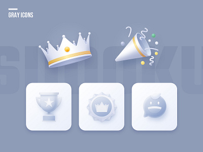gray icon celebrate clean crown game gray icon illustraion medal sketch ui