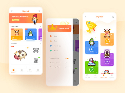 Dopixel2.0.0 3p challenge colorful gallery game mobile pixelart sidebar sketch ui vip