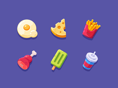 Foods cheese colorful food fried egg icon popsicle sketch ui