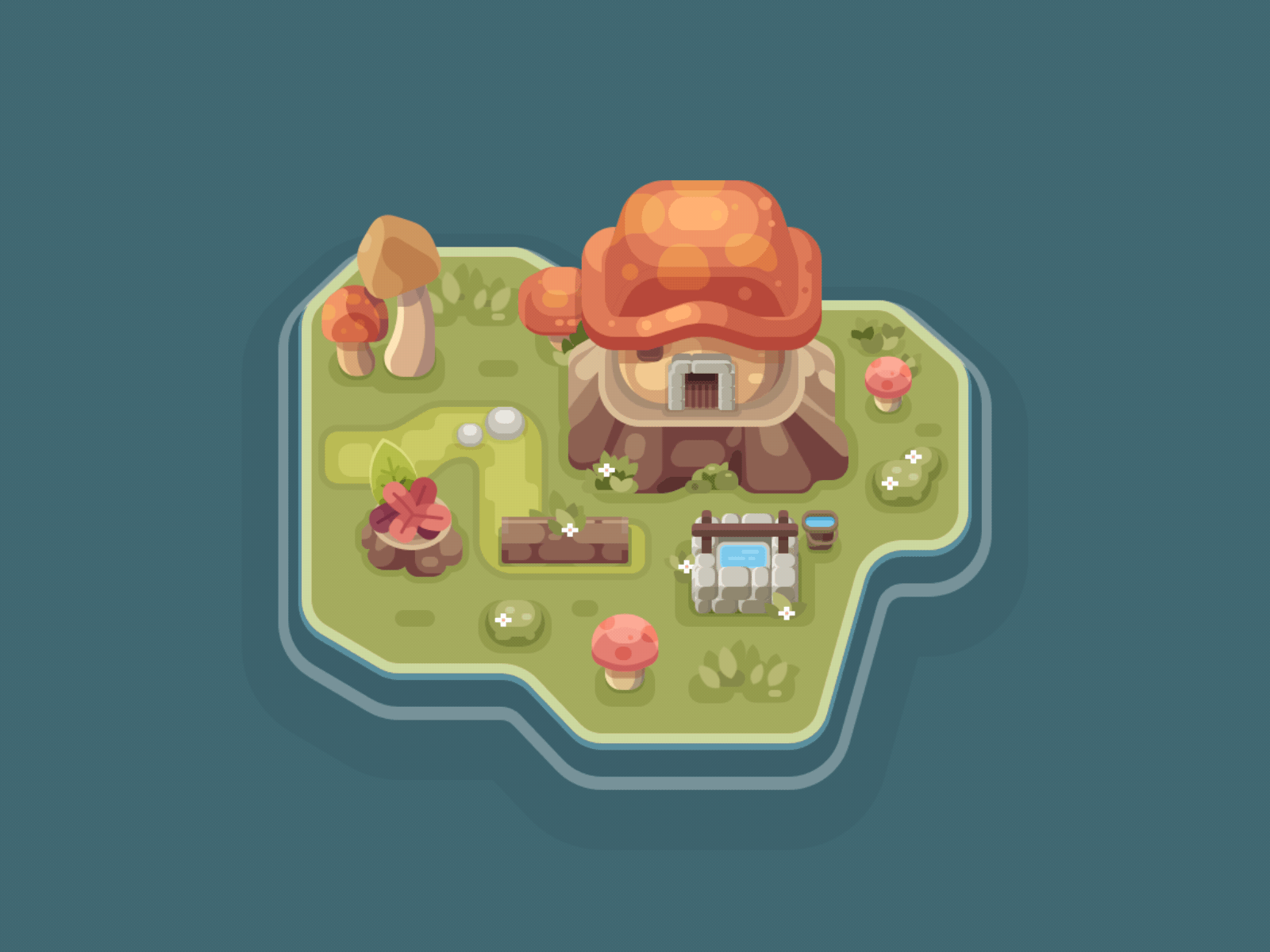 Island: Mushroom forest forest game illustration motion graphics