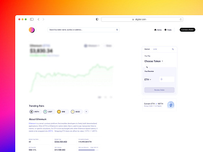 Digicoin ETH Market Page design ui