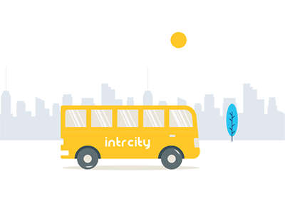 Intrcity Bus Travel behance bus bus booking bus illustration dailyui design flat illustration lottie motion motion design vector