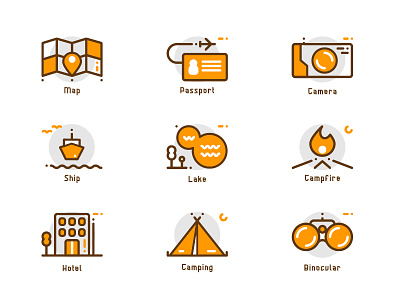 Travel And Camp Icons adventure camp camping travel