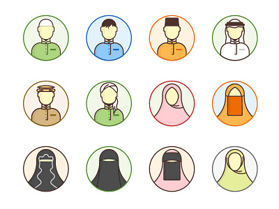 Moslem Avatar avatar icon icon set islamic man muslim ramadan woman