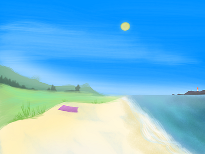 Calm Beach background beach digital medibang paint simple soft