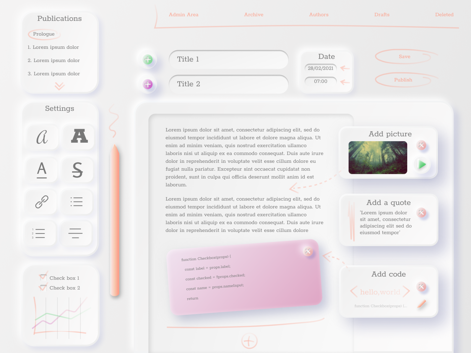 Neomorphic text editor by HWdTech on Dribbble