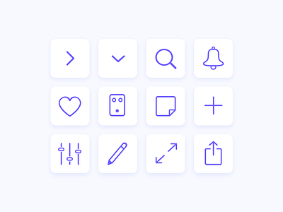 Outline icon set for a mobile app app app design app icons icon icon set music notification outline icons pedal search share ui