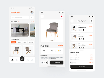 Homyture - Furniture Mobile Application android application chair desk dropship furniture ios market marketplace mobile product productpage reseller table