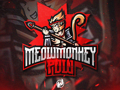 MEOW MONKEY POW animation design esport logo gamer gaming icon illustration logo logo esport vector