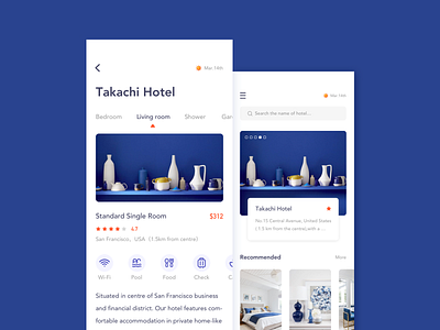 Book Hotel app blue design hotel icon room ui