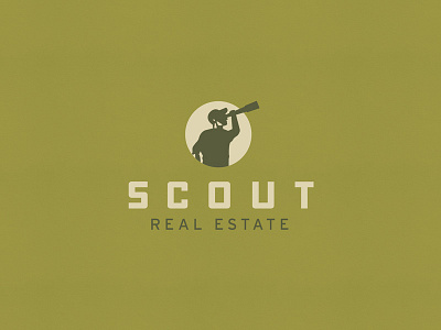 Scout Real Estate Concept 2 logo man real estate spyglass