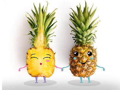 Doodle Character-Pineapple Couple cartoon doodle character fruits pineapple