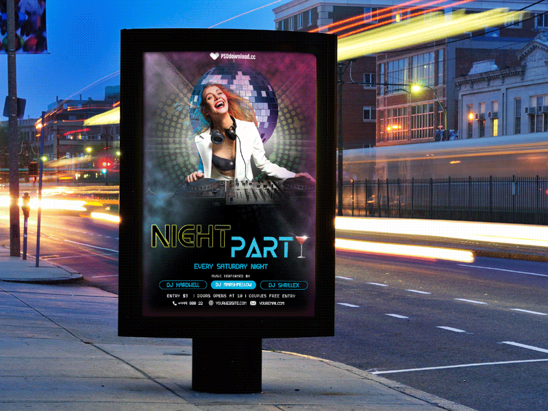 Night Party Flyer Template cocktail disco ball dj girl holiday model music night party flyer party night flyer weekend