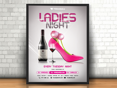 Ladies Night Party Flyer creative design girls night out heel ladies night party flyer night party flyer party flyer wine