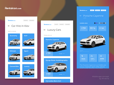 Car rental UI ahratina app application application ui blue car design design app rent rental ui uidesign ux