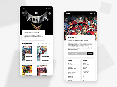 DC Comics App UI ahratina app application application ui books comic books comics dc comics dccomics design design app ui uidesign ux