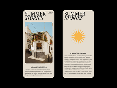 Summer Stories / Mobile Layout Exploration black blog composition concept design layout mobile photography summer sun text typography ui uiux