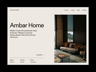 Holiday Homes - Layout Exploration concept design grid homes house layout photography typography ui uiux web