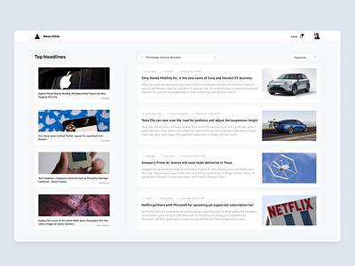 Minimalist News Web App Dashboard