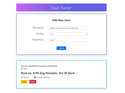 Issue Tracker App javascript web app