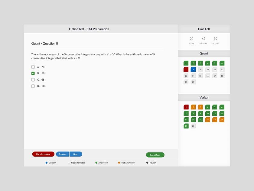 Online Test UI by Krupesh Anadkat on Dribbble