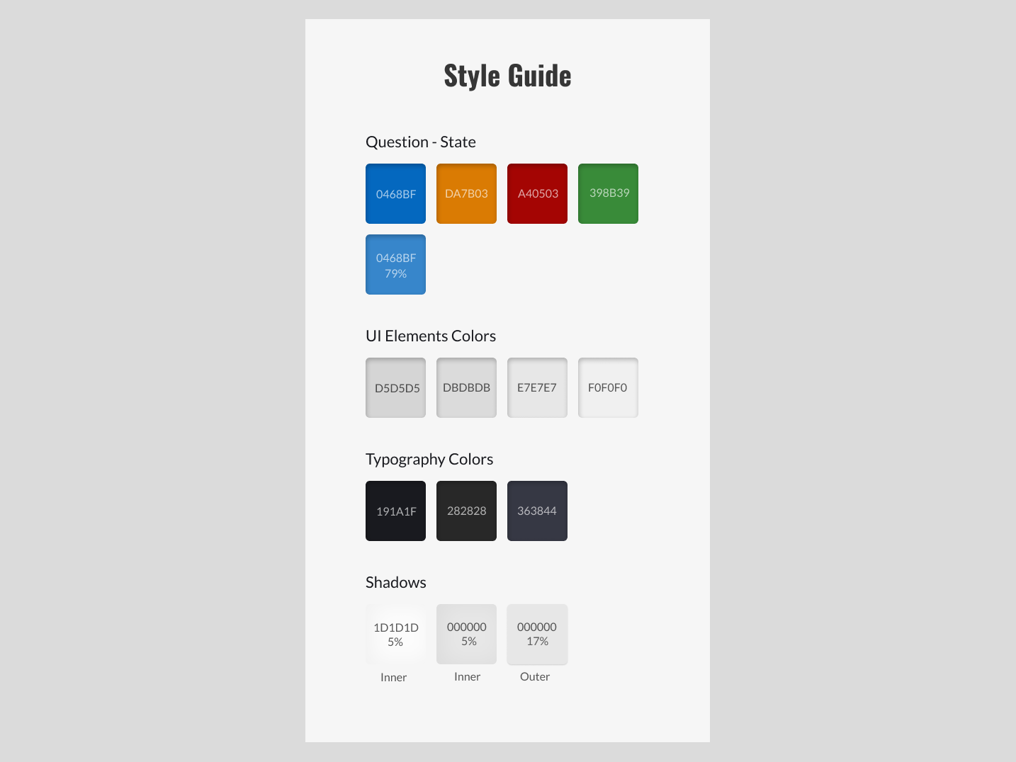 Style Guide for Online Test UI by Krupesh Anadkat on Dribbble