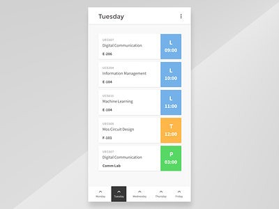 College Time Table App app design figmadesign source sans pro time table
