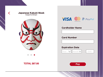 Daily UI #002 Credit Card Checkout card checkout creditcardcheckout dailyui dailyui002 japanese kabukimask