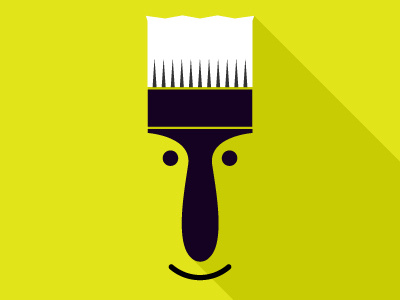 The Brush Man brush concept development face logo long shadow minimal