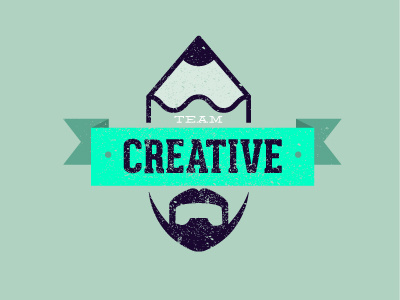 Team Creative banner beard creative distressed logo pencil team