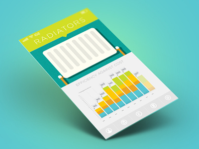 Energy App Concept angled app flat infograph modern radiator