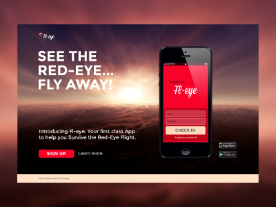 Fl-Eye App Landing page app flat iphone landing page red sky web