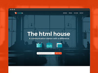 Homepage Statioml cafe flat homepage icons landing meeting orange web