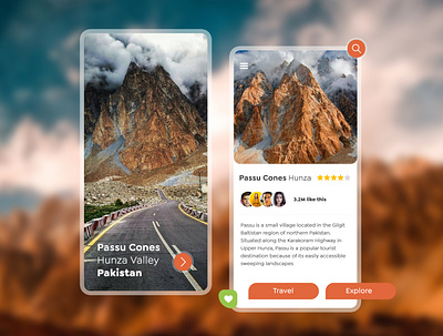 Travel Guide | Find Destinations app art branding concept design destinations explore hunzapakistan illustration mobile mobile app design mobile ui travel travel app travelling typography ui uiux uiuxdesign ux