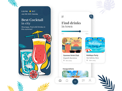 Summer Drinks app app design art clean colors concept creative design illustration mobileapp mobileappdesign summer typography ui uidesigner uiux uiuxdesign ux uxdesigner vector
