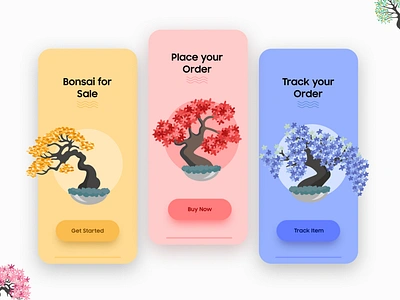 Bonsai Walkthrough Illustrations UI bonasimobileapp bonsai bonsaitree branding colorful concept convrtx design dubaidesigner illustration mobile app mobile design mobile ui typography ui uiux uiuxdesign walkthrough