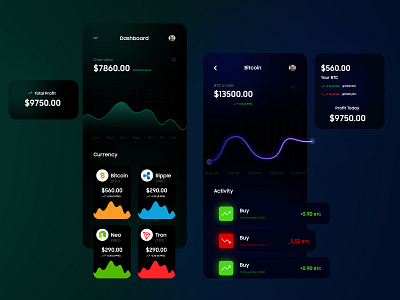 Crypto Currency Dark UI Concept