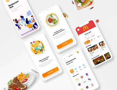 Find Restaurants Mobile App branding concept design dubaidesigner findfood findrestaurant illustration mobile app mobile app design mobile design mobile ui muneebaltaf restaurant typography ui uiux uiuxdesign uiuxdesigner