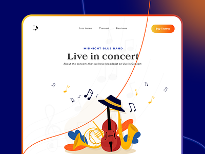 Jazz Concert Landing page branding concert design illustration jazz jazzmusic liveinconcert music product typography ui uiux uiuxdesign uiuxdesigner