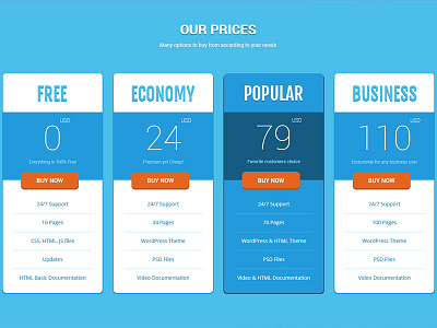 Lola Prices Section features flat highlight one page premium prices round section simple theme