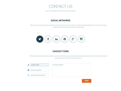 Lola Contact Section contact flat form one page round section simple social theme