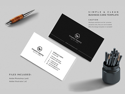 Business Card ai black blackish business card card clean creative design eps horizontal illustration minimal modern psd simple typography ui vector vertical white