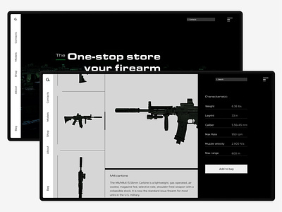 Shop for firearms, accessories 3d design minimal ui ux web webdesign website