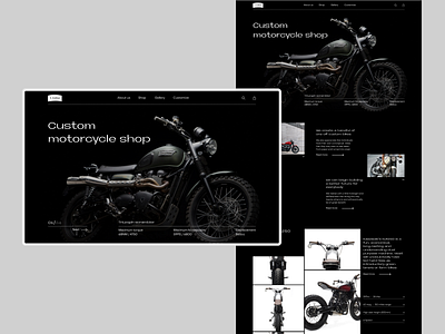 Custom Motorcycle Shop design landing page minimal typography ui ux web website