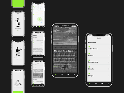 Mobile app. Guide. app black branding design grid guide minimal minimalism travel typography ui ux web webdesign