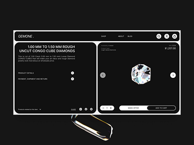 Gemonediamond 3d branding e commerce jewellery minimal ui website